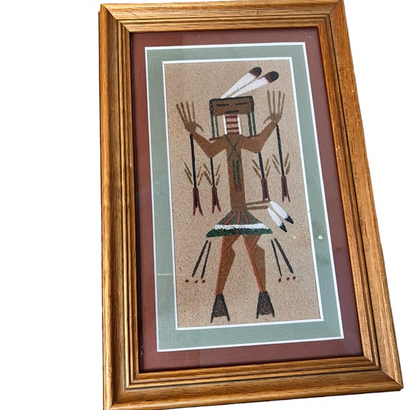 Sand Art Native American Indian Navajo Painting Framed Pair / Lot - Picture 8 of 11